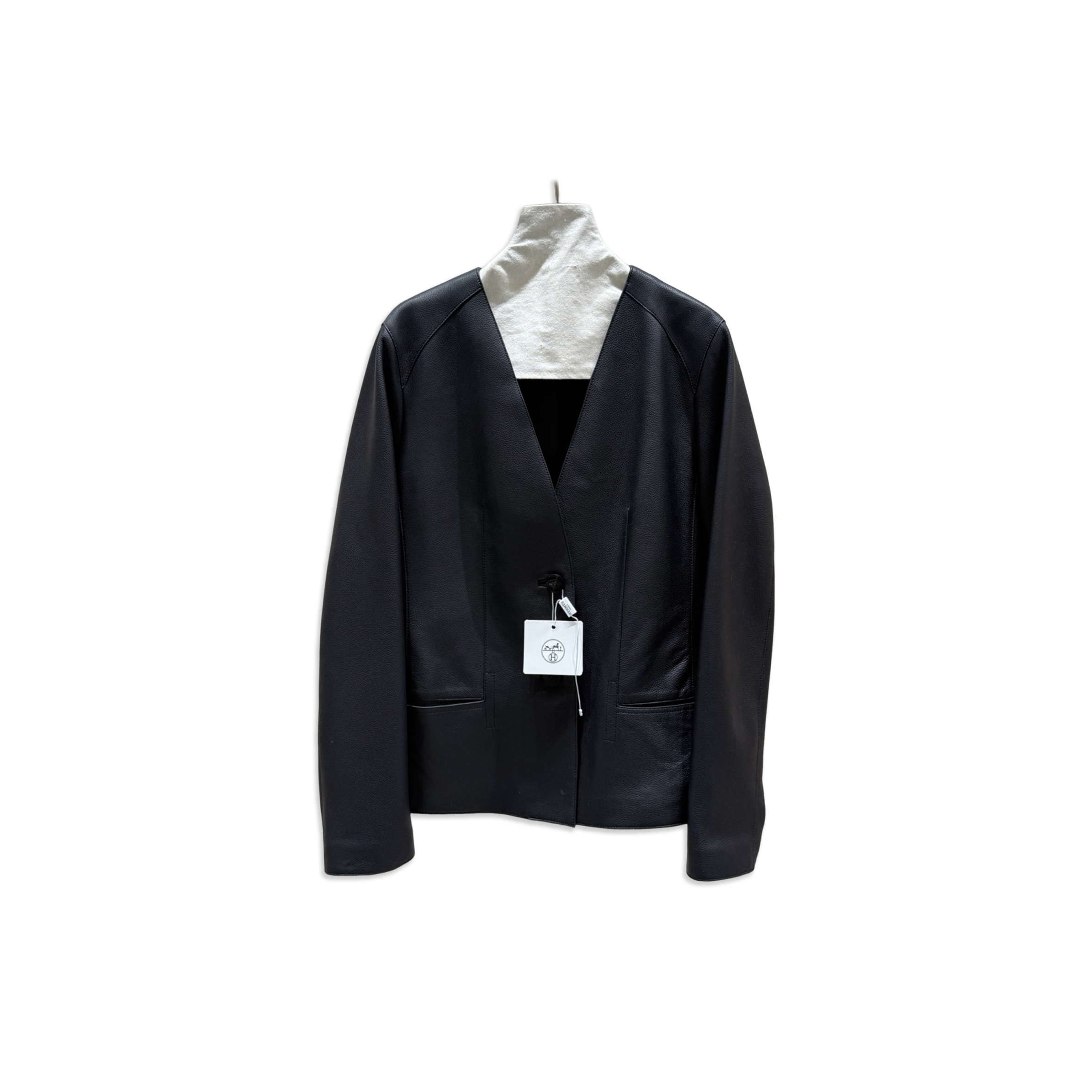 HERMES V-NECK LEATHER JACKET HERMES V-NECK LEATHER JACKET